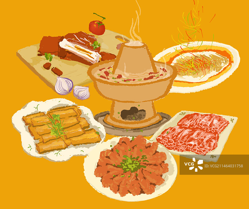 春节团圆年夜饭火锅涮羊肉图片素材