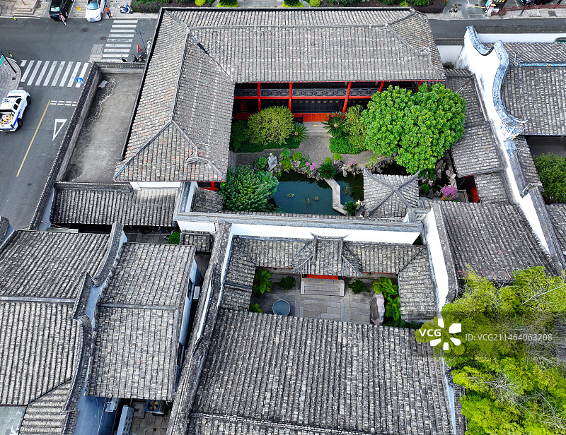 福建省福州市鼓楼区三坊七巷林则徐纪念馆航拍图片素材