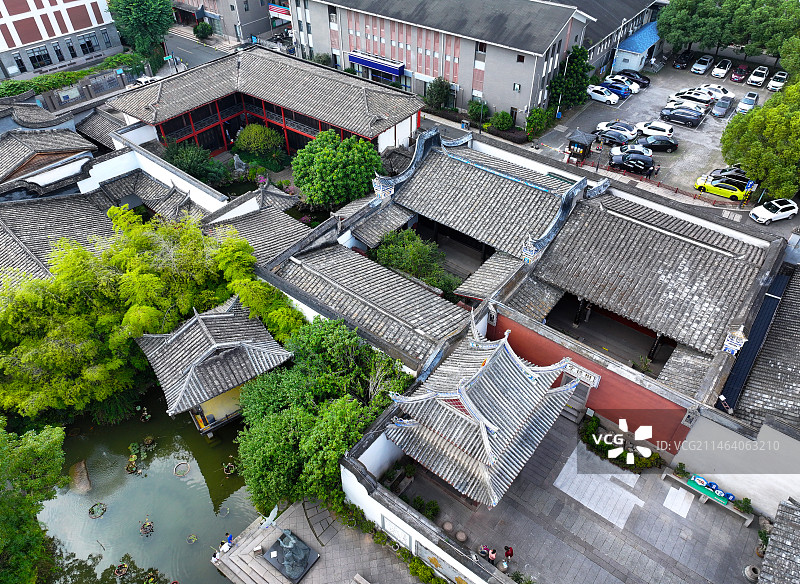 福建省福州市鼓楼区三坊七巷林则徐纪念馆航拍图片素材