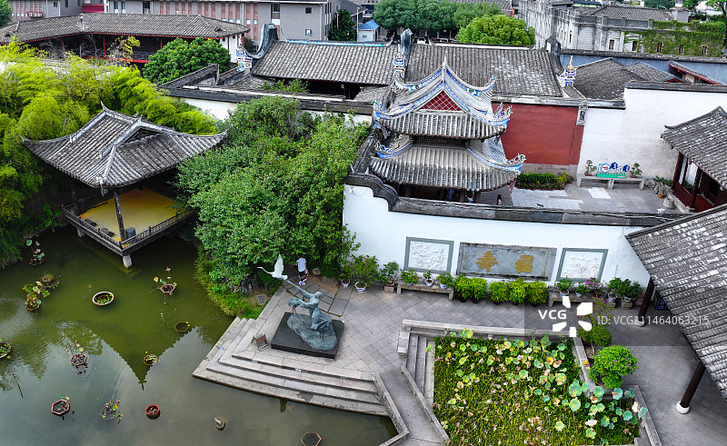 福建省福州市鼓楼区三坊七巷林则徐纪念馆航拍图片素材