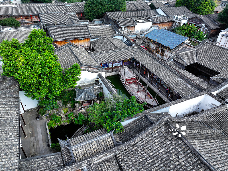 福建省福州市鼓楼区三坊七巷历史文化街区航拍图片素材