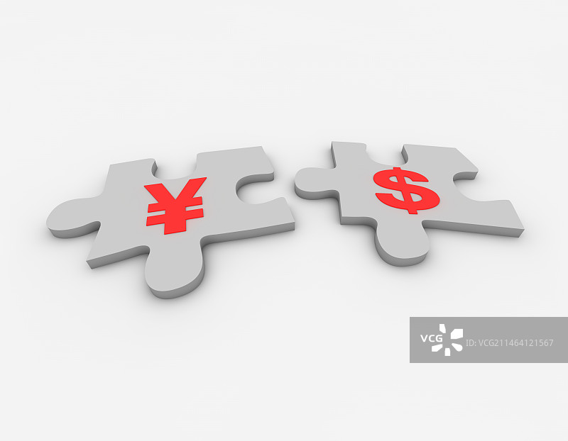 人民币美元符号拼图商业经济合作图片素材