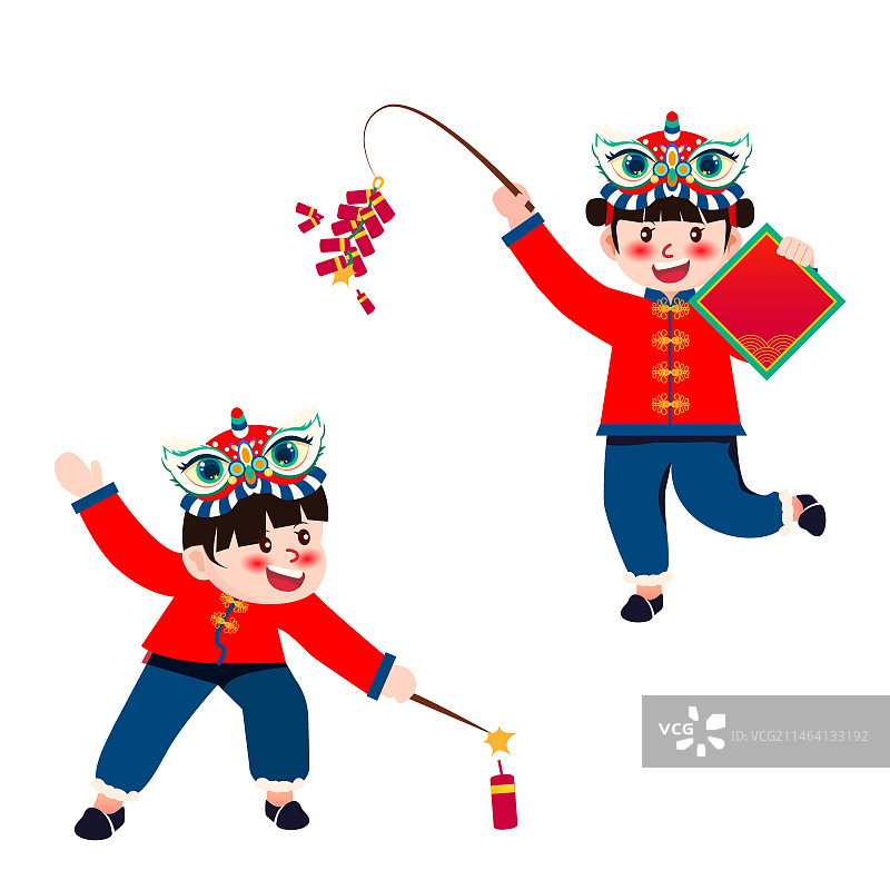 庆新春放鞭炮玩耍的孩子图片素材