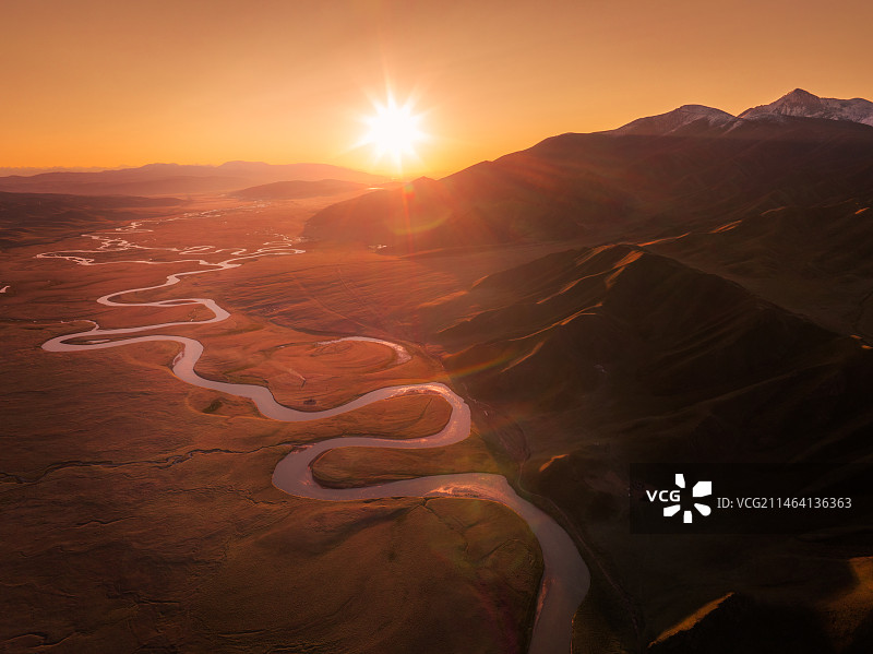 开都河晨曦图片素材