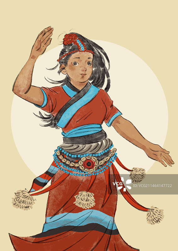 五十六民族插画-珞巴族图片素材