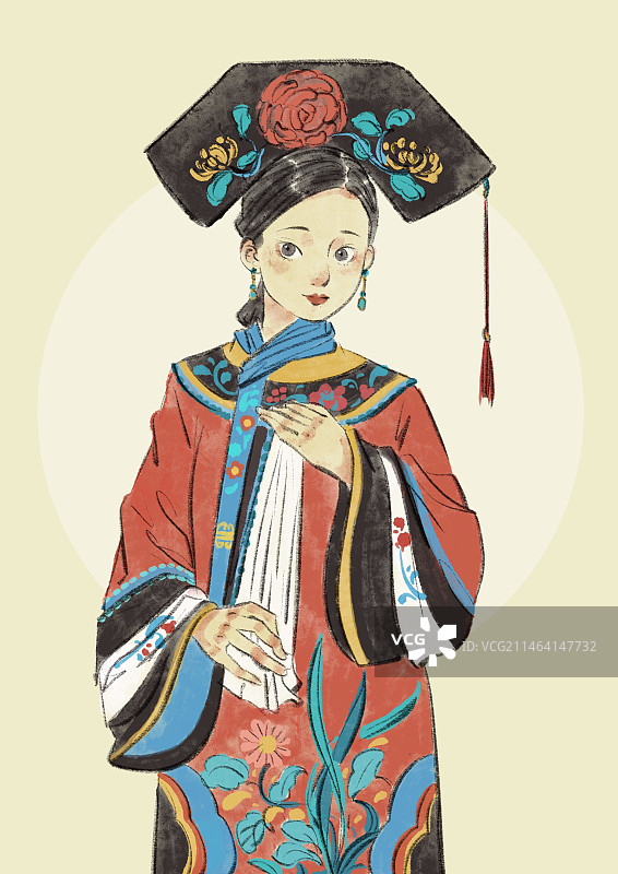五十六民族插画-满族图片素材