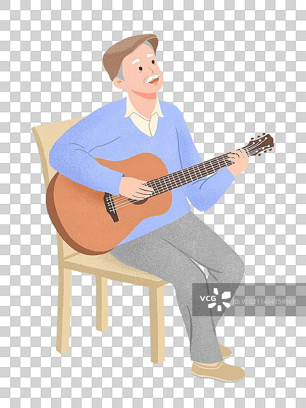 弹吉他的老人图片素材