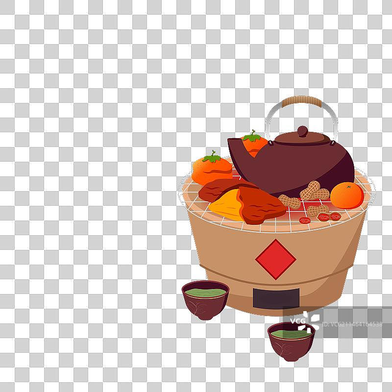 围炉煮茶插画图片素材