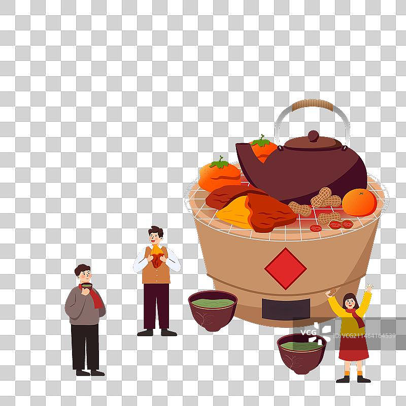 围炉煮茶插画图片素材