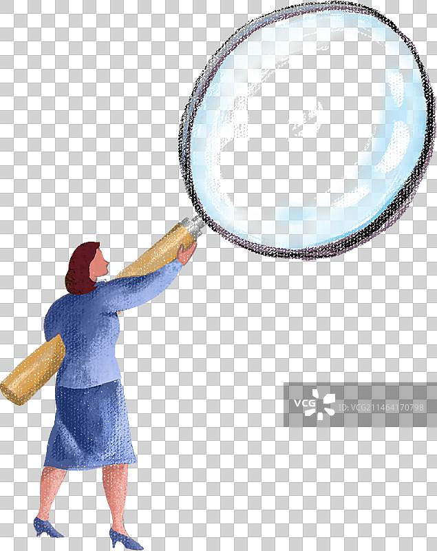 拿着放大镜的女人寻找线索图片素材