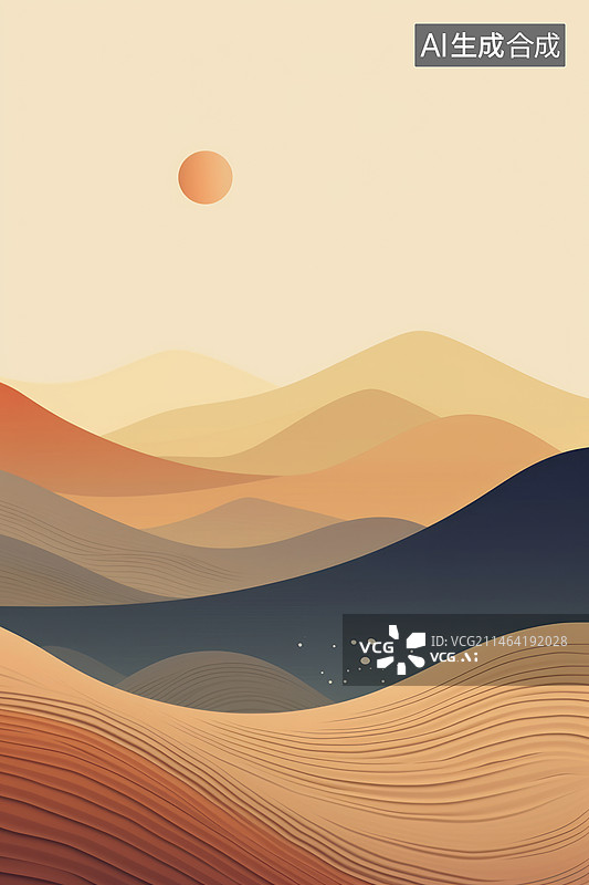 【AI数字艺术】土黄色褐色山地群山抽象背景图图片素材
