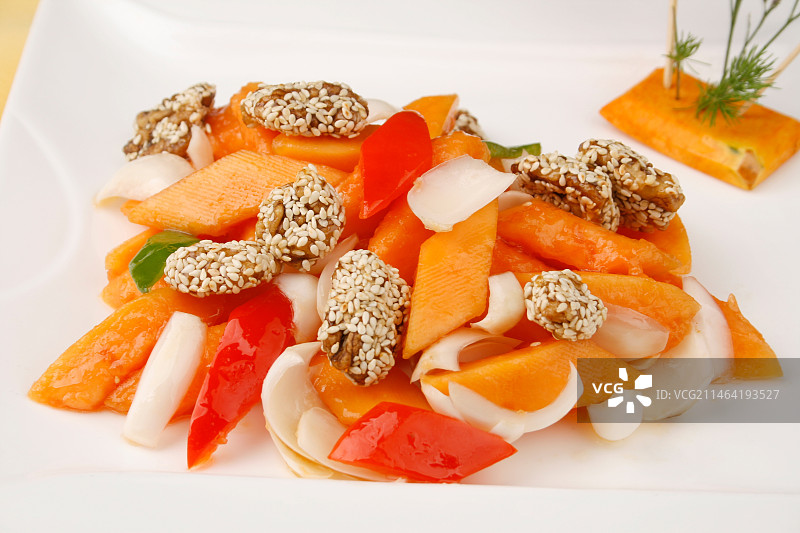 中餐美食-百合炒南瓜图片素材