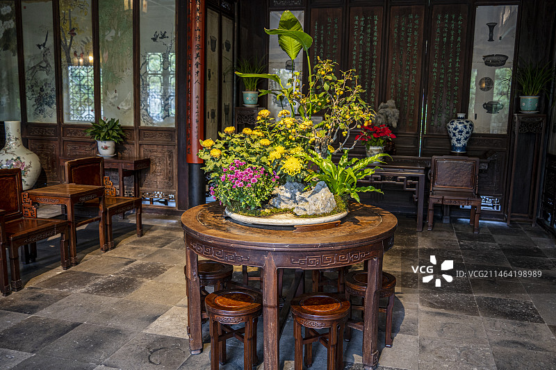 苏州园林留园五峰仙馆陈列图片素材