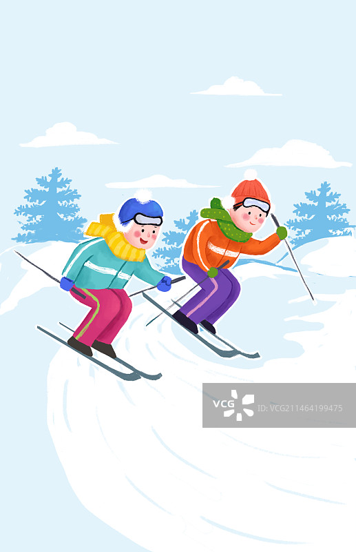 冬季儿童滑雪图片素材