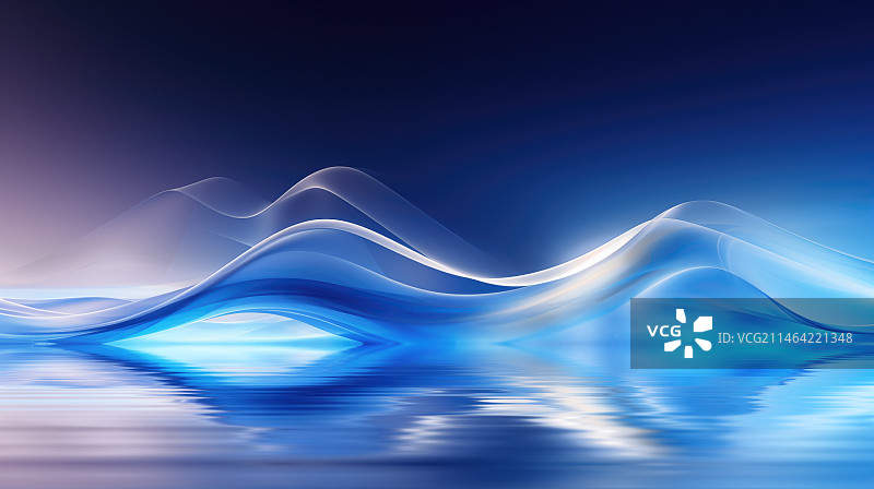 三维蓝色抽象波浪背景图片素材