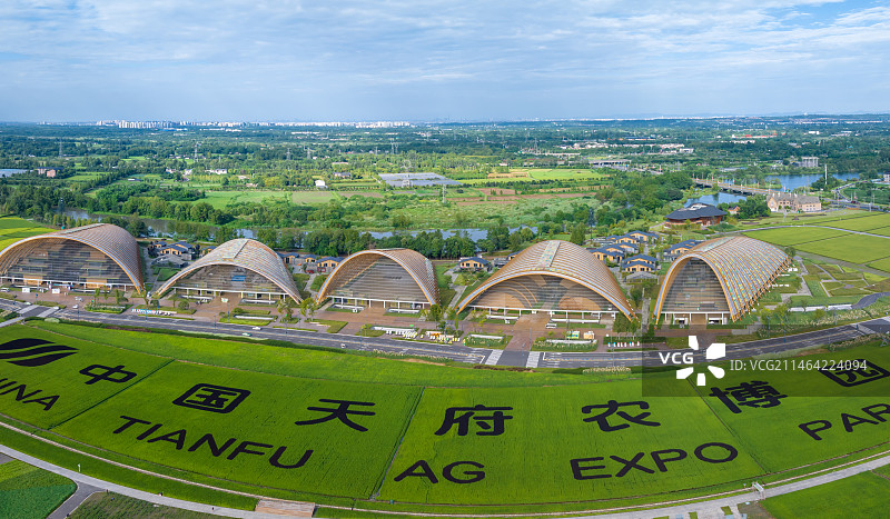 航拍四川成都中国天府农博园田园风光图片素材