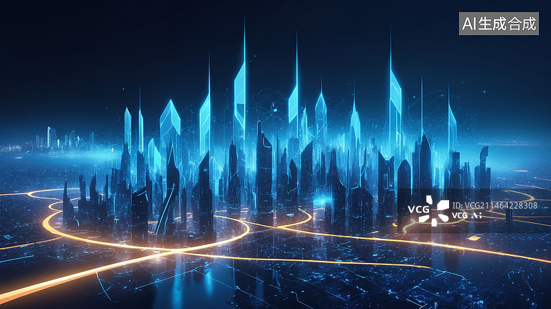 【AI数字艺术】未来数字城市概念图图片素材