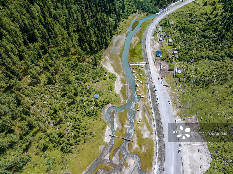 航拍四川阿坝小金县结斯沟大二普露营地图片素材