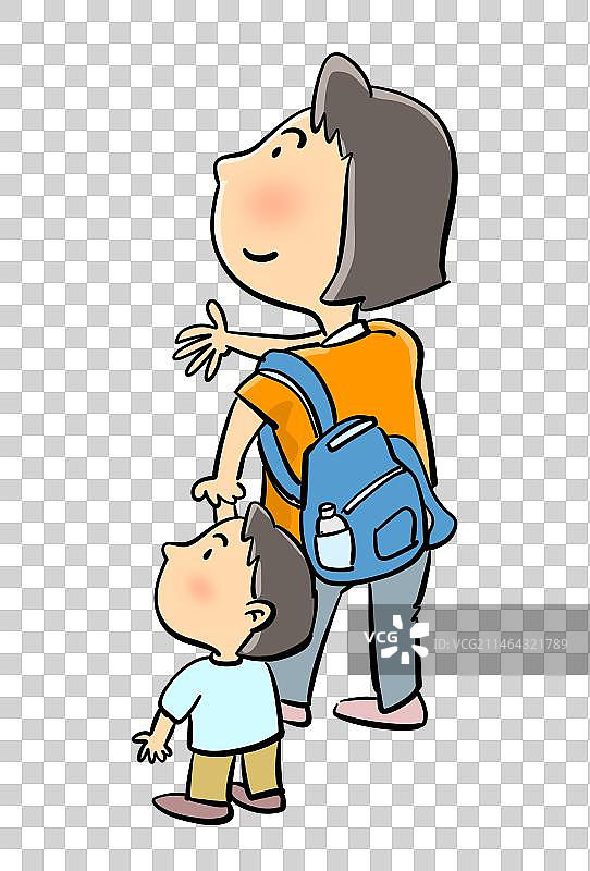 接送孩子上下学的妈妈图片素材