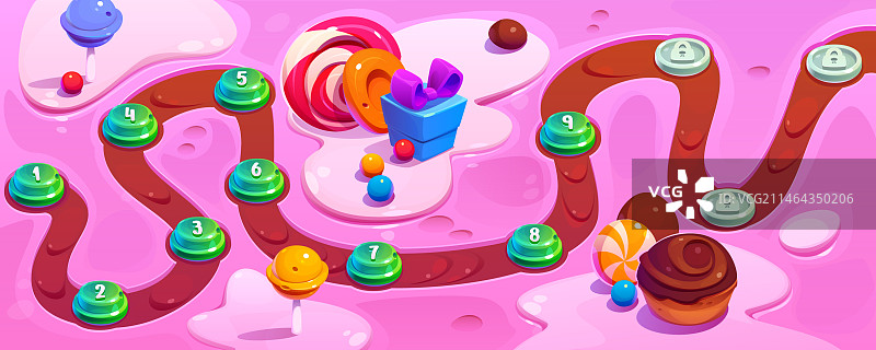 带等级指示器和甜点的游戏路线图图片素材