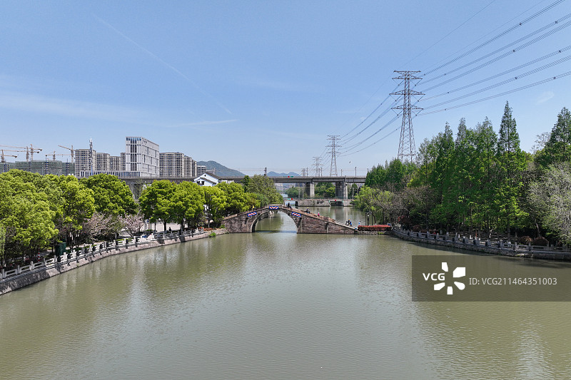 京杭大运河杭州运河段欢喜永宁桥图片素材