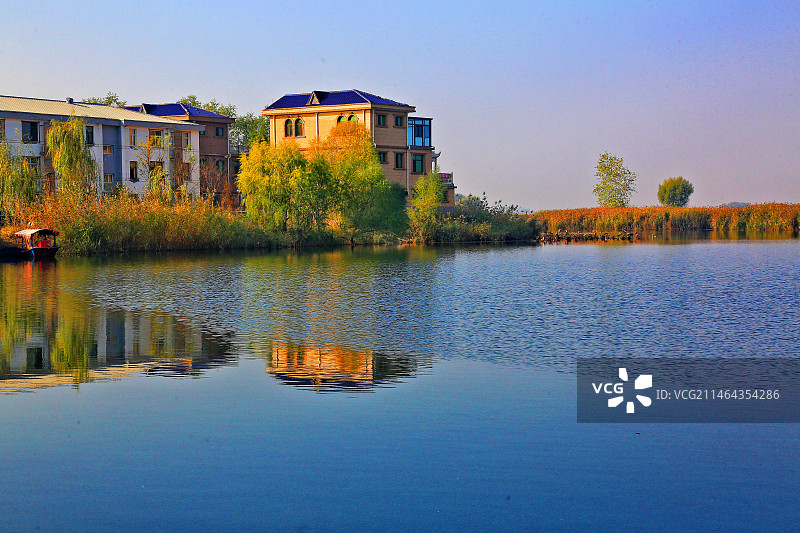 华北明珠白洋淀冬季风光如画卷 （雄安新区安新县邵庄子村）图片素材