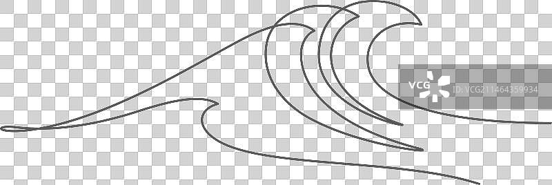 极简主义海洋波浪单线概念图片素材