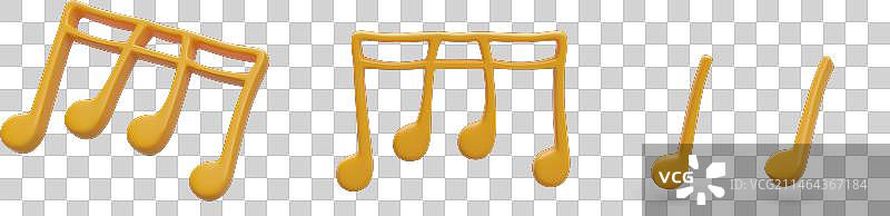 四分音符和十六分音符金色集合图片素材