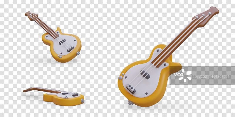 不同位置的逼真古典吉他图片素材