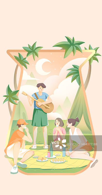 多人户外聚会唱歌弹吉他聊天图片素材