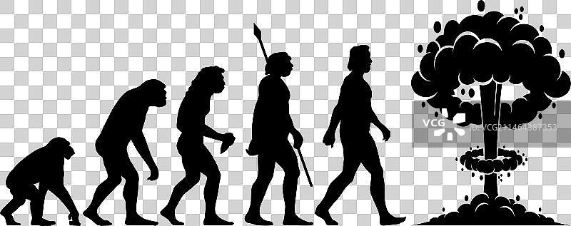 从猿到核爆炸的人类进化图片素材