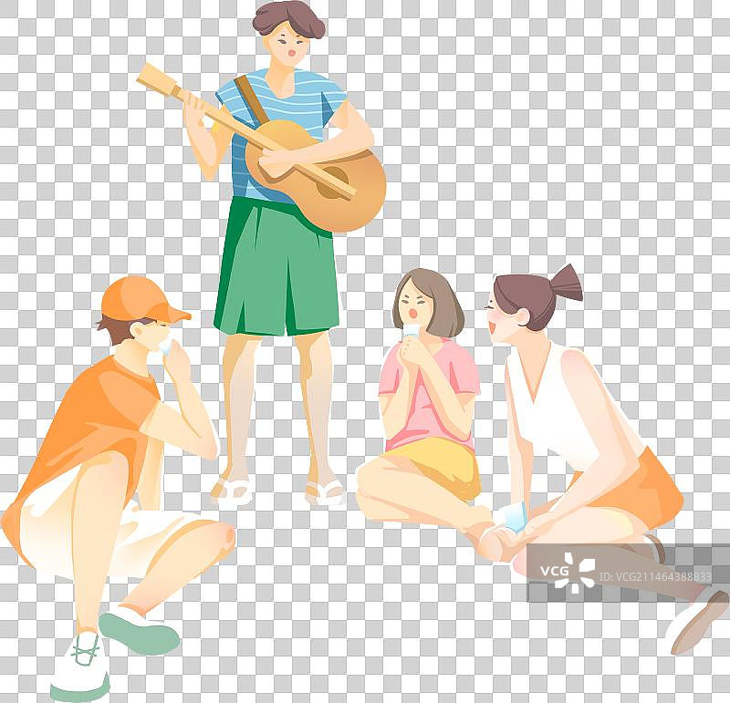 四个人户外聚餐唱歌聊天图片素材