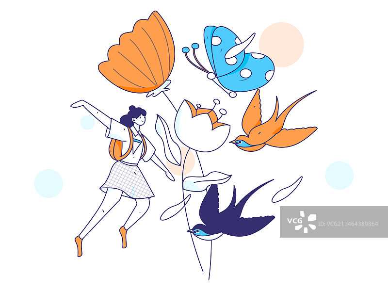 24节气立春雨水惊蛰春风清明谷雨扁平人物矢量概念运营手绘插画图片素材