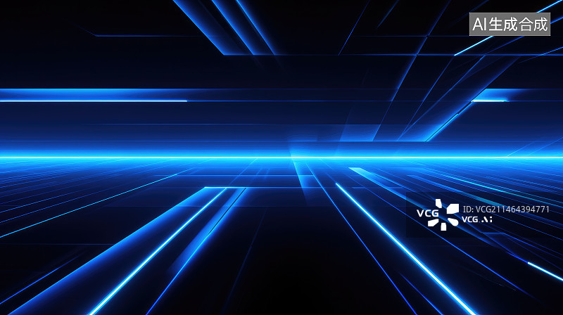 【AI数字艺术】黑色背景上的蓝色光线图片素材
