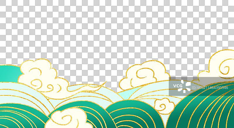 国潮国粹中国风新中式古风古典传统文化海浪浪花祥云背景国风电商元素素材插画图片素材