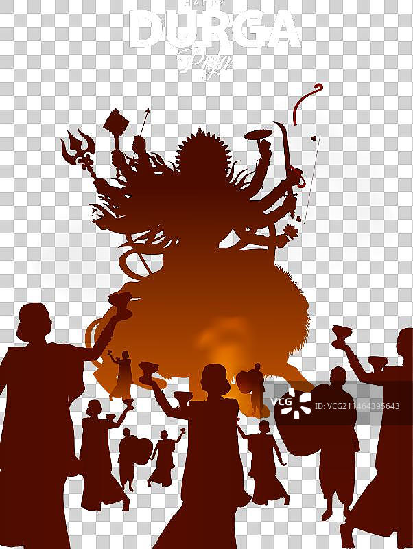 印度杜尔加女神在杜尔加 पूजा शुभ中高兴图片素材