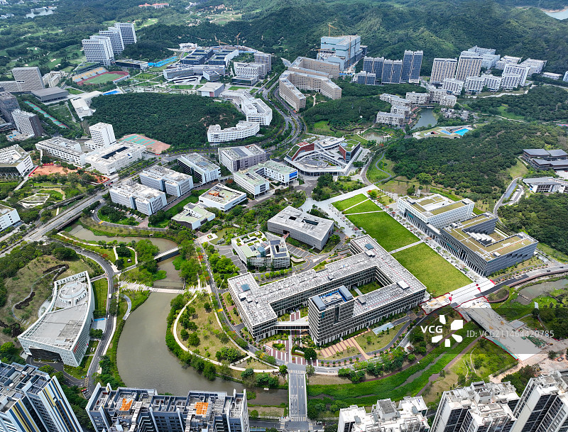 广东省深圳市南山区西丽大学城南方科技大学深圳大学丽湖校区航拍图片素材