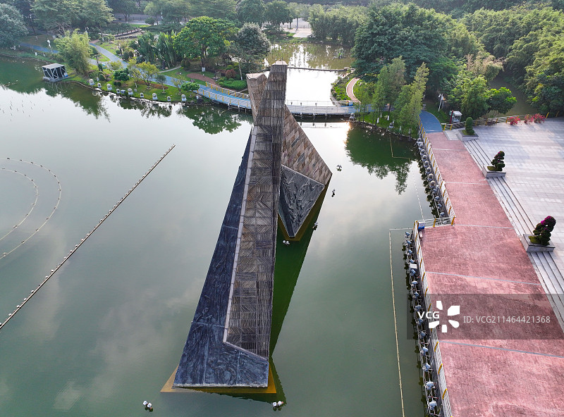 广东省广州市广州科学城科学广场航拍图片素材