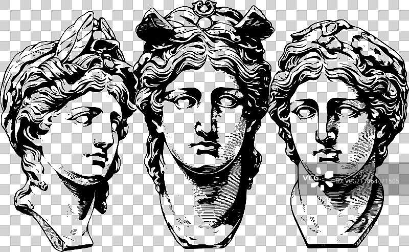 古希腊雕塑头像雕像合集图片素材