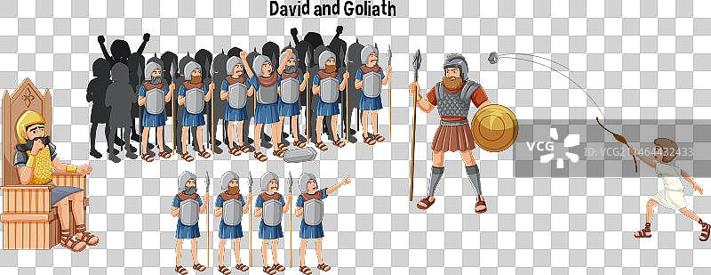 大卫和歌利亚卡通信仰之战图片素材