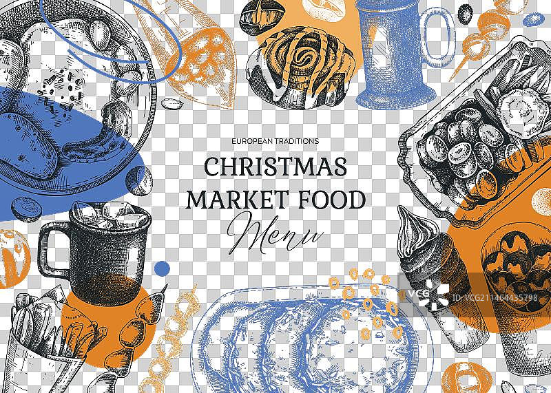 蒙太奇风格街头食品和饮料背景图片素材