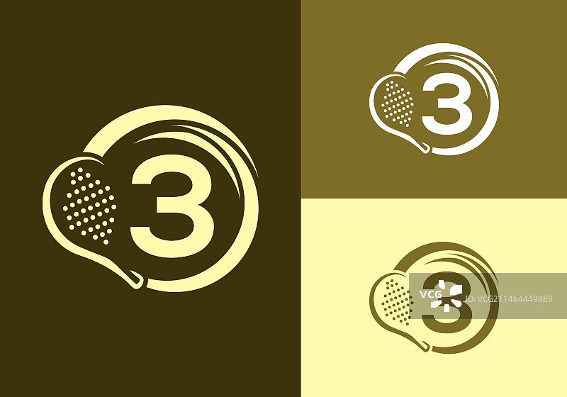 字母3与板式球拍标志设计模板图片素材