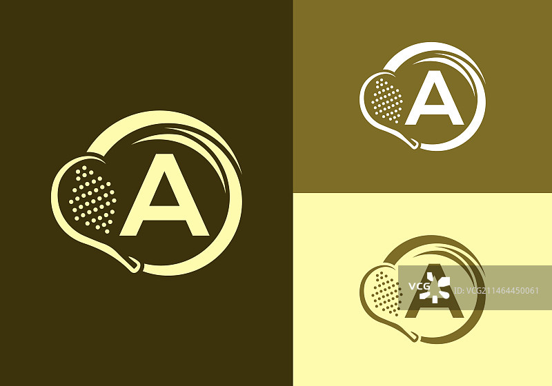 带板式球拍的字母A标志设计模板图片素材