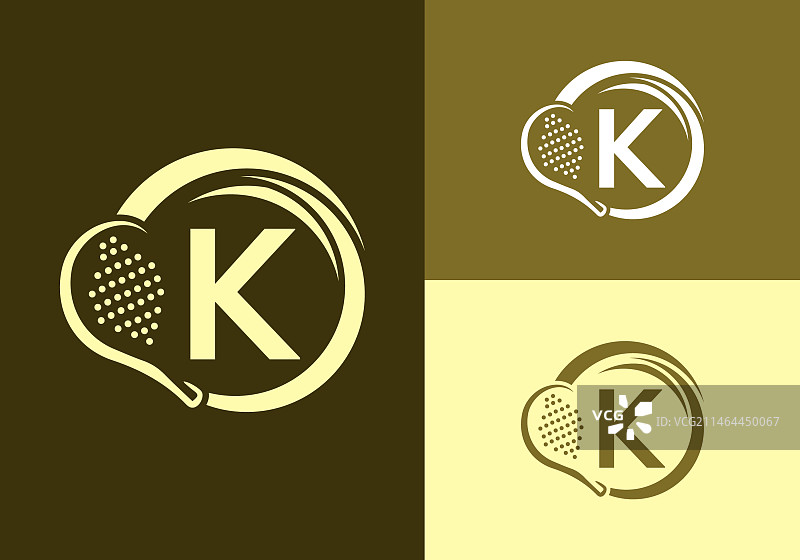 字母K与板式网球拍logo设计模板图片素材