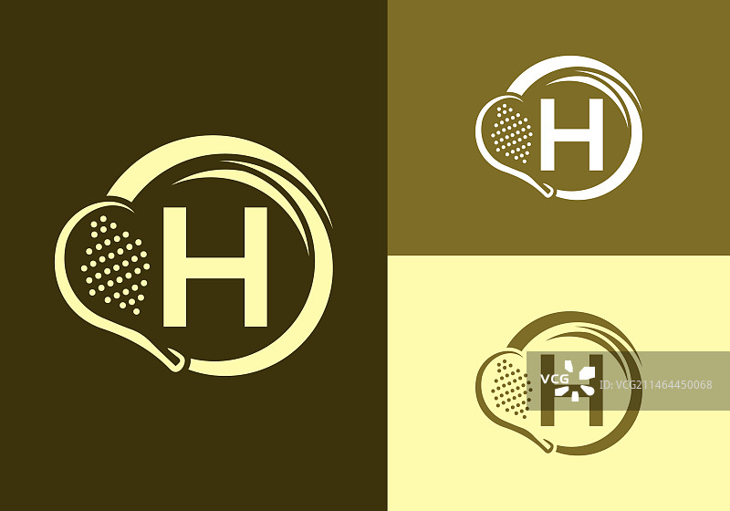 字母H与板式网球拍标志设计模板图片素材