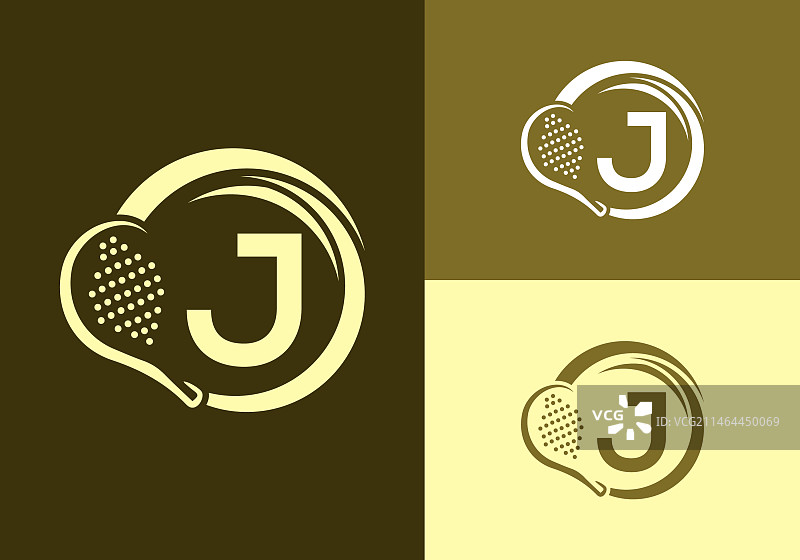 字母J板式网球拍标志设计模板图片素材
