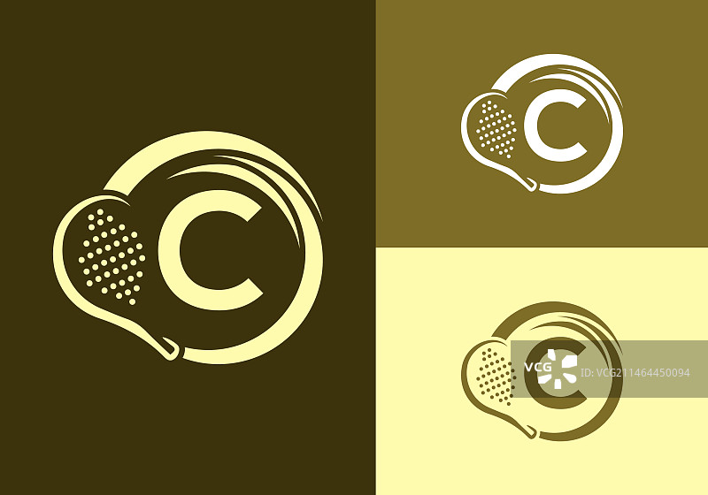字母C与板式网球拍logo设计模板图片素材