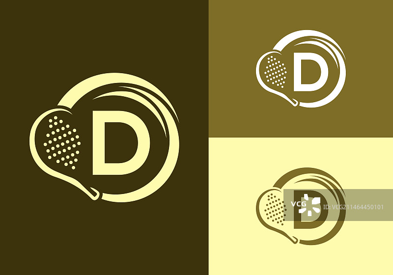 字母D与板式网球拍标志设计模板图片素材