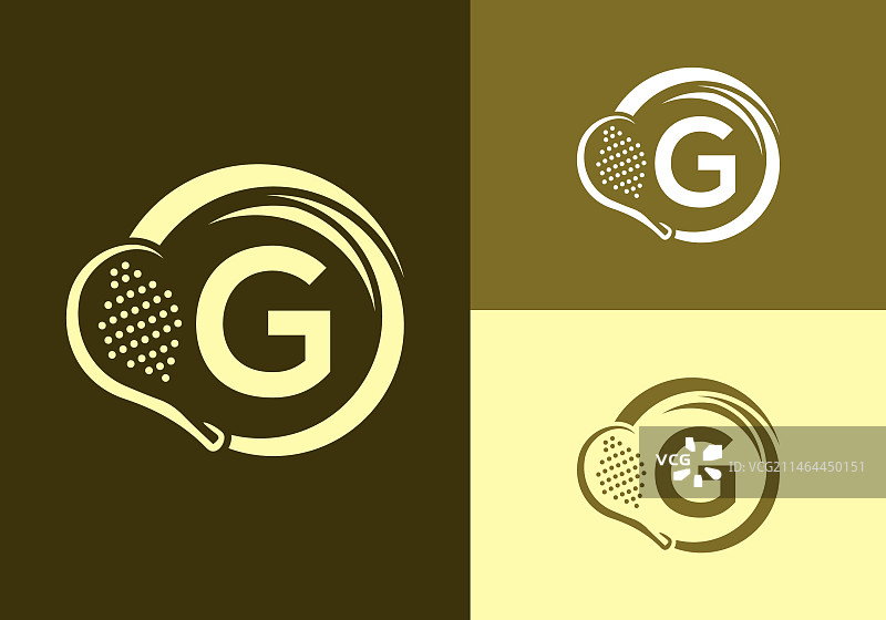 字母g板式网球拍标志设计模板图片素材