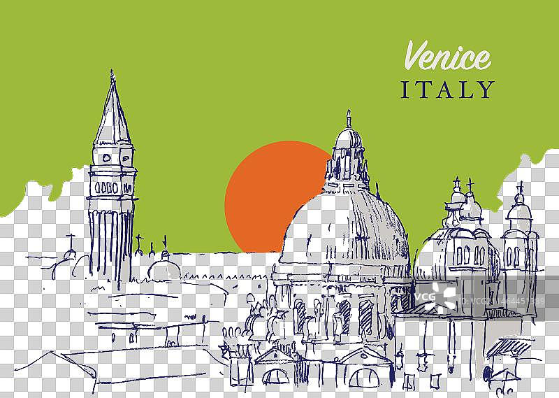 圣马可和圣玛丽亚教堂素描图片素材